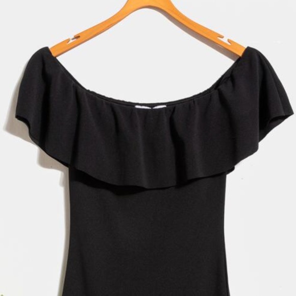 NEW Francesca's black Off Shoulder Mini Dress MED - Picture 3 of 7